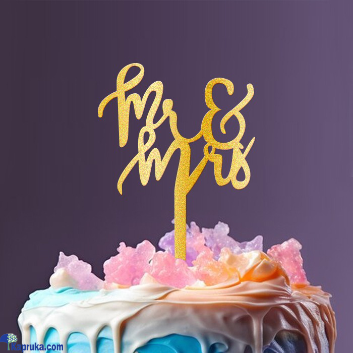 Mr And Mrs Cake Topper Gold