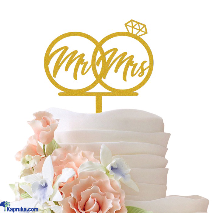 Mr And Mrs Cake Topper Gold