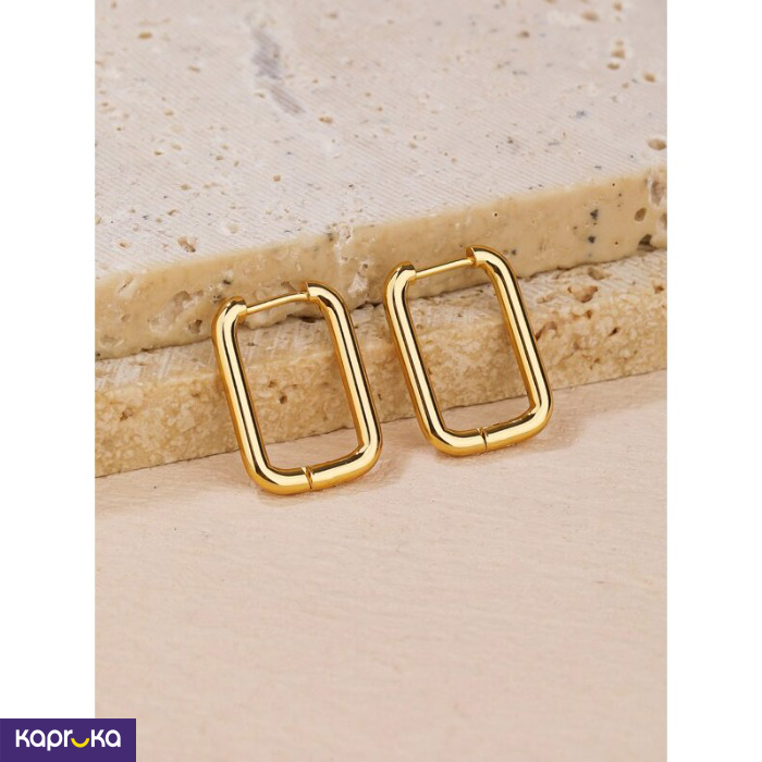 Stainless Steel Rectangle Design Hoop Earrings - Limitededition
