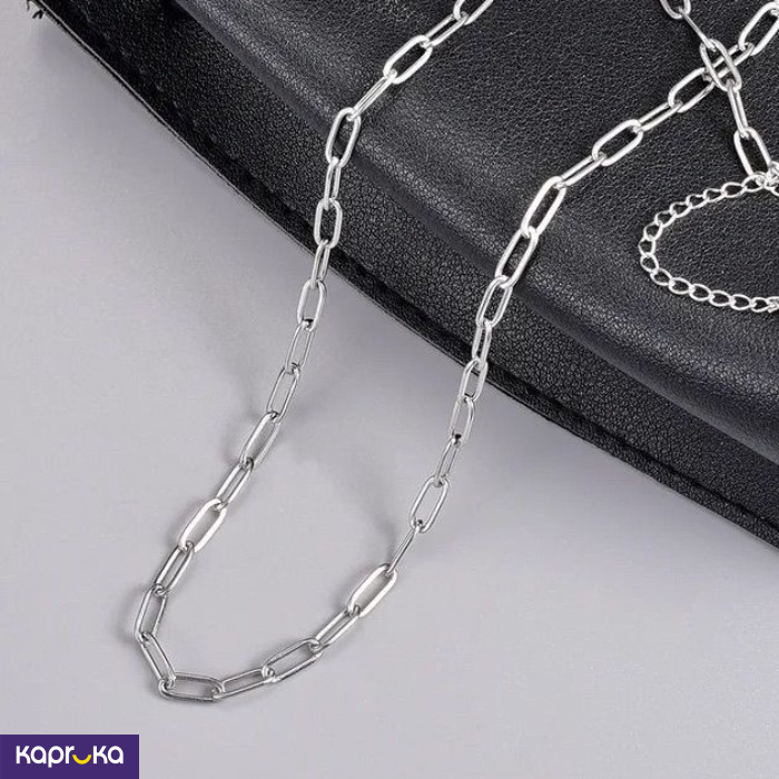 Short Necklace In Silver Link Chain - The Living Art - Women`s J
