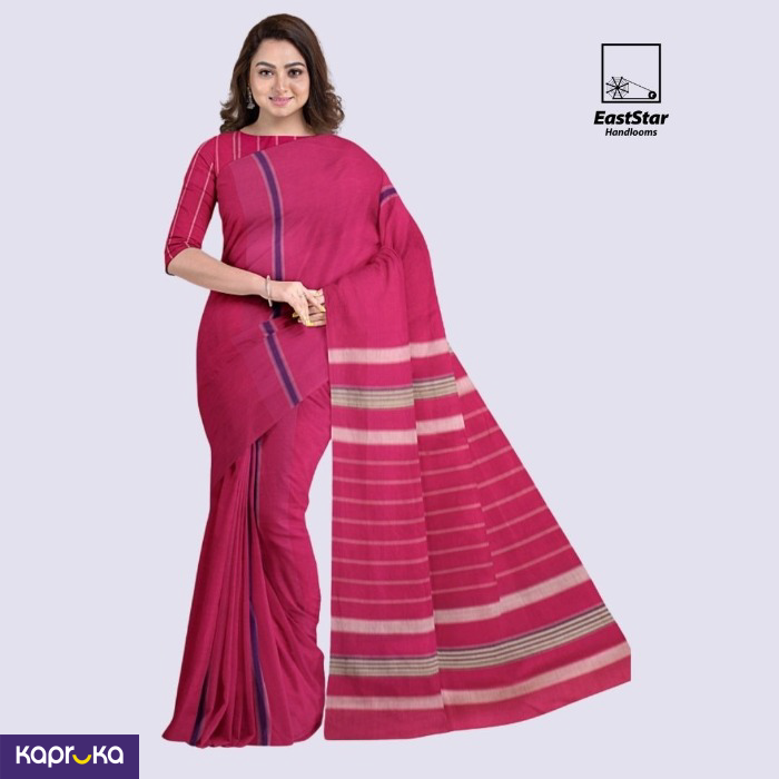 Magenta Handloom Cotton Saree Kc1238