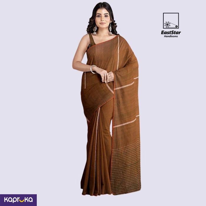 Brown Handloom Cotton Saree Kc2864