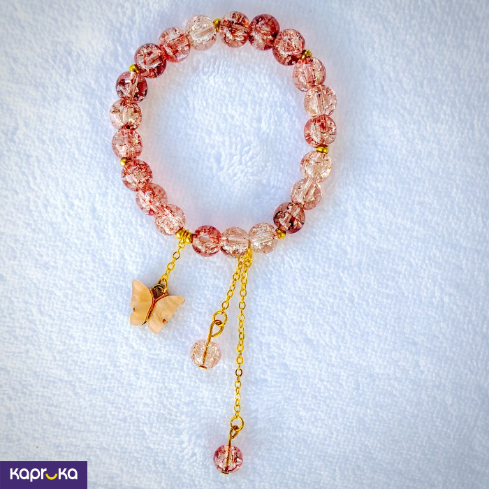 Reddish Brown Crackle Quartz Dangle Bracelet - Crystal Fashion -